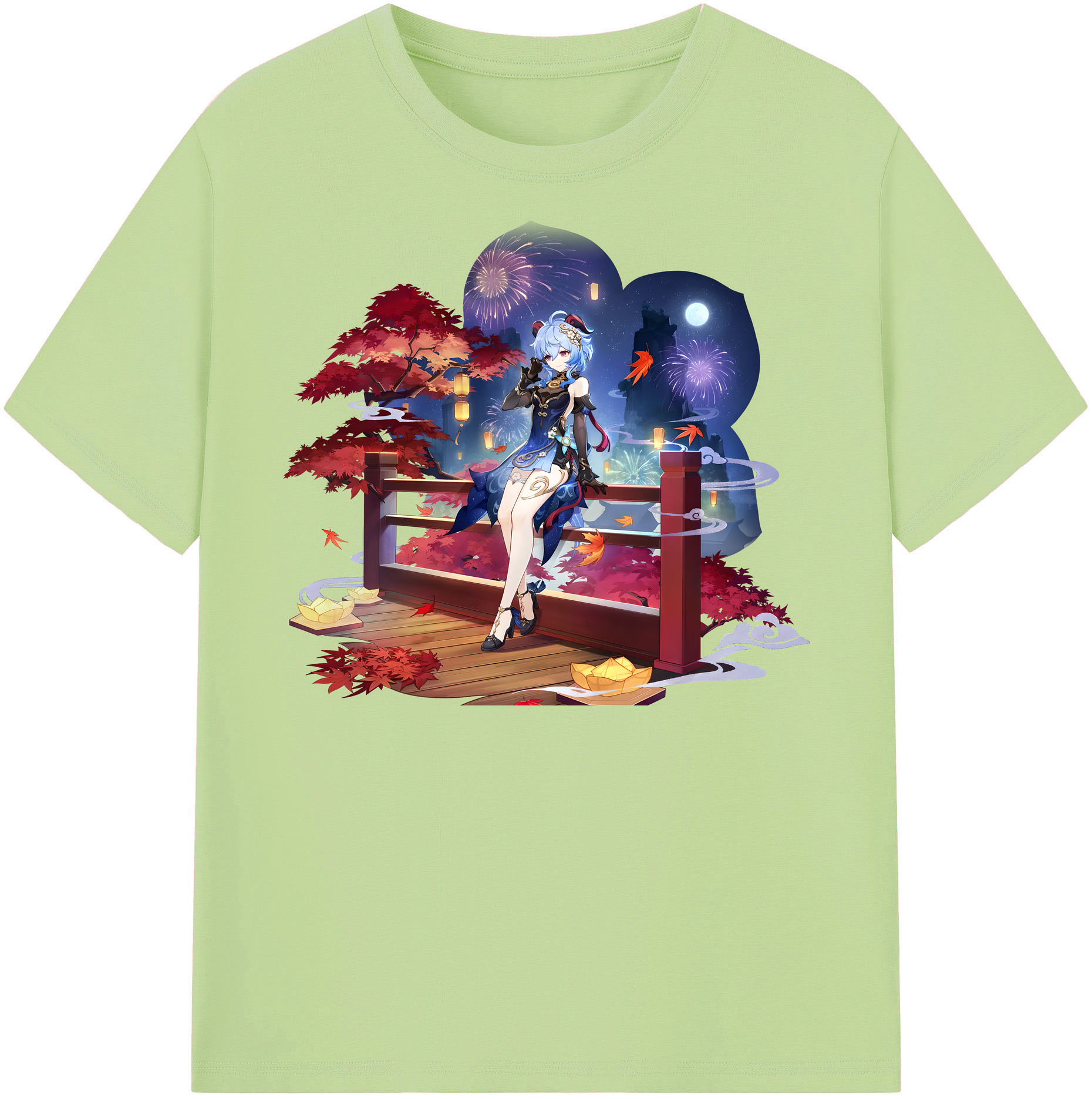 げんし神 甘雨 かんう genshin Ganyu 綿100％半袖Tシャツ（フロントプリント）